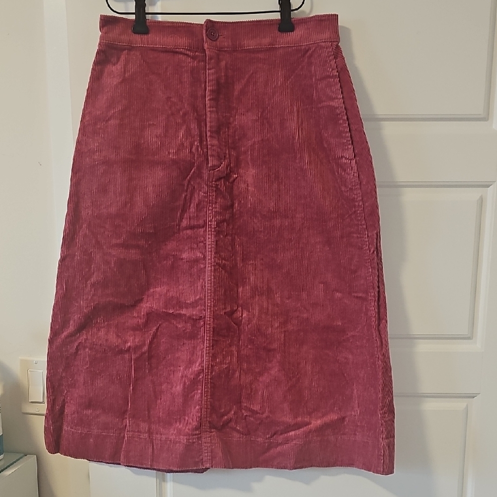 Uniqlo Rose Pink Corduroy Midi Skirt